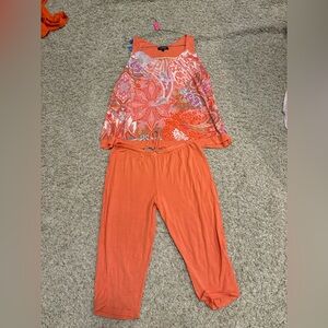 Ellen Tracy Orange Floral Pajama Set